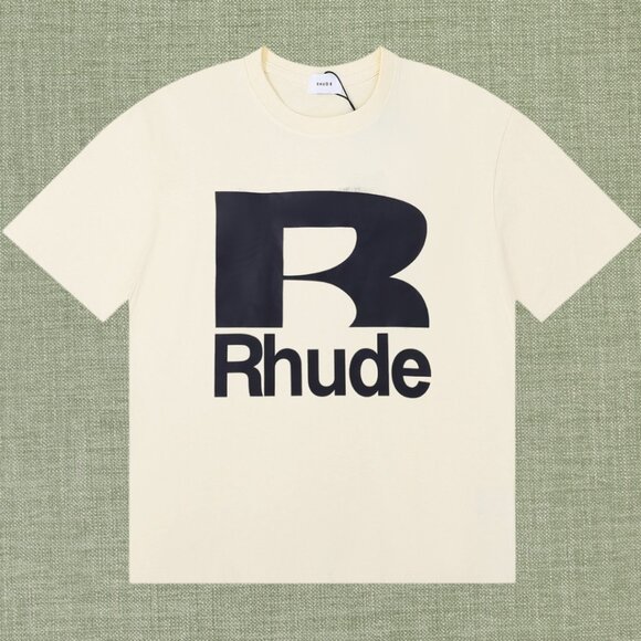 RHUDE Men's Light Yellow Short Sleeve